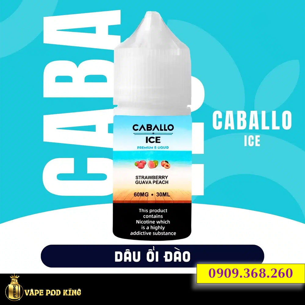 Caballo Ice Dâu Ổi Đào - Strawberry Guava Peach 30ml