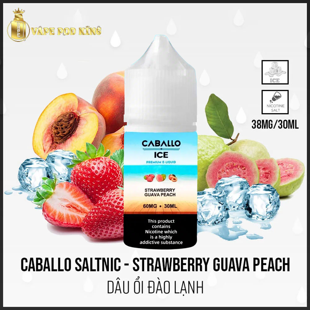 Caballo Ice Dâu Ổi Đào - Strawberry Guava Peach 30ml