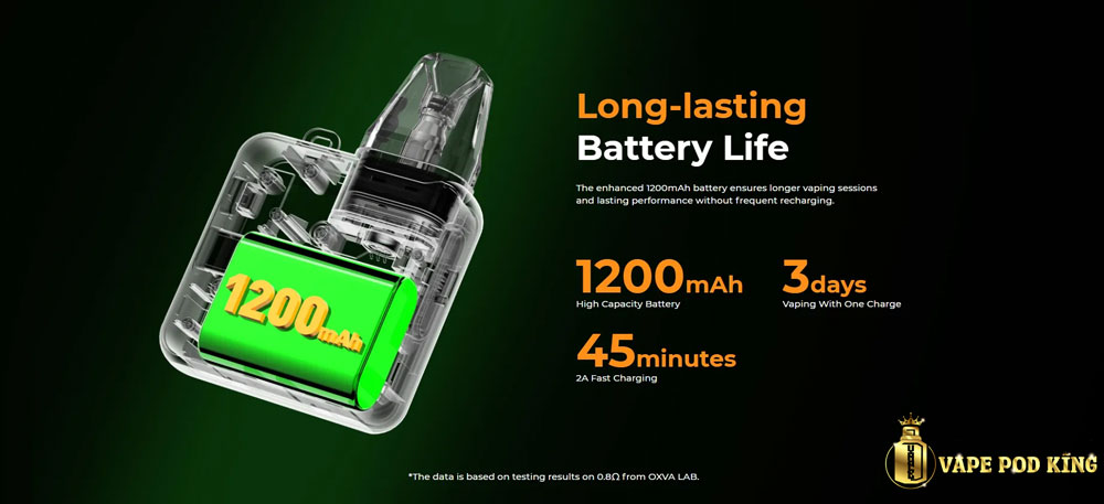 Xlim SQ Pro Dung Lượng Pin Mạnh Mẽ lên đến 1200mAh