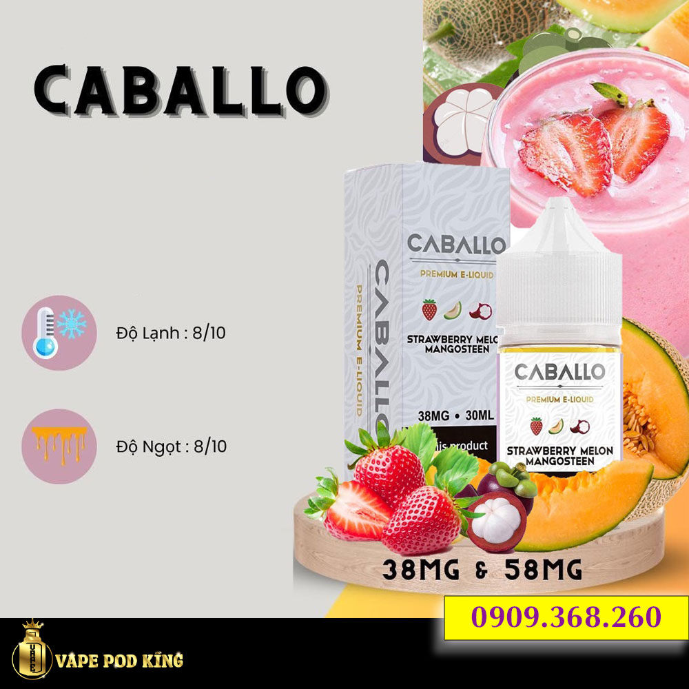 Caballo Dâu Dưa Gang Măng Cụt - Strawberry Melon Mangosteen 30ml