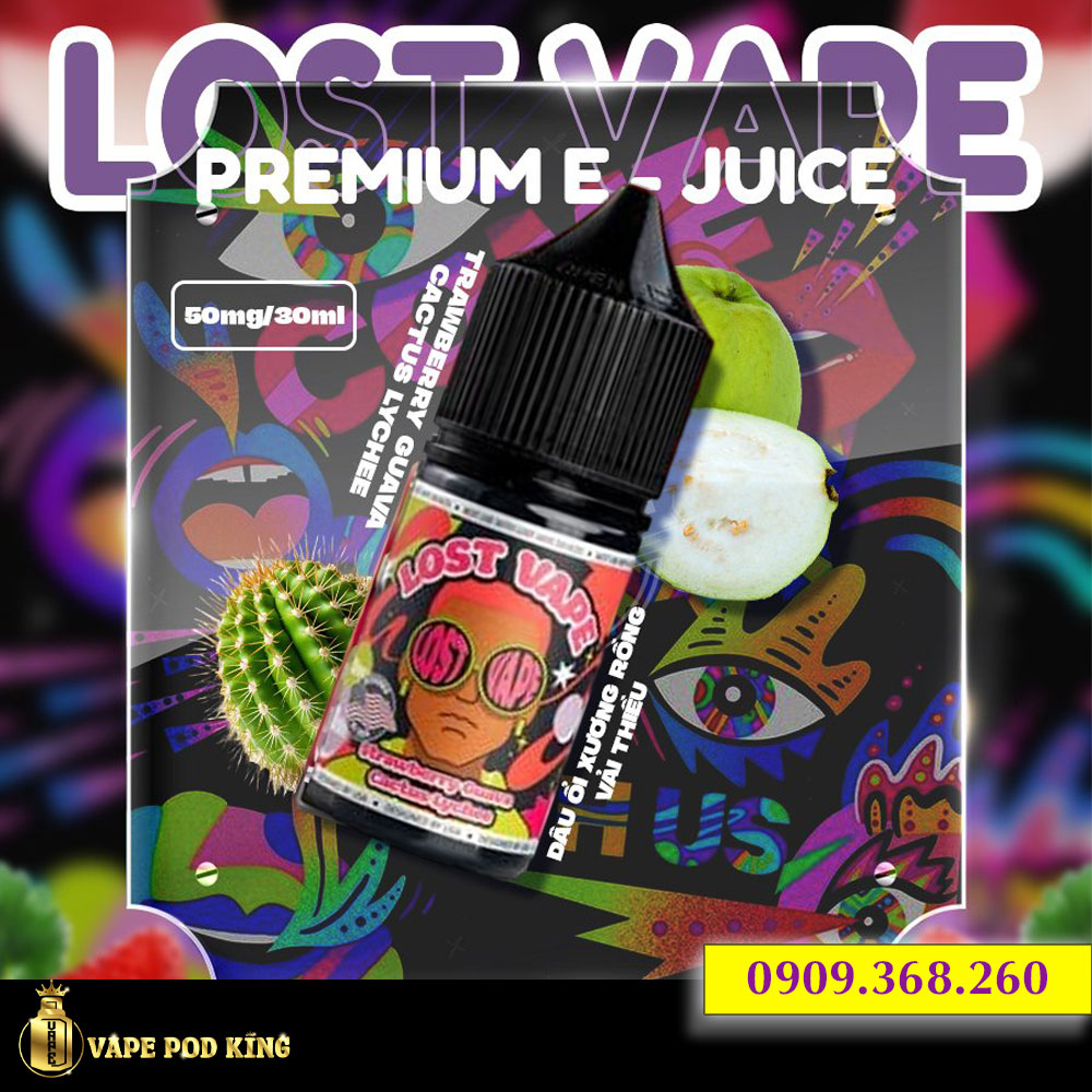 Lost Vape Premium Dâu Ổi Vải Xương Rồng - Strawberry Guava Cactus Lychee 30ml