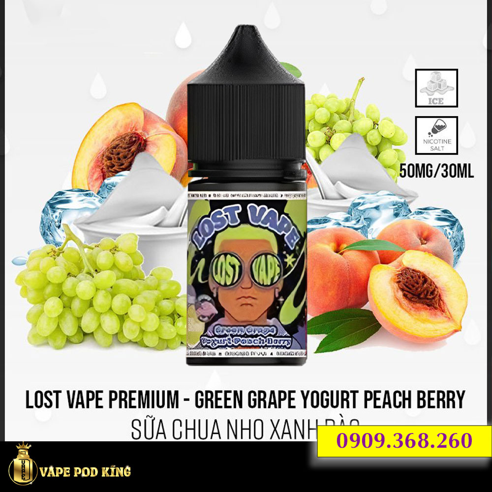 Lost Vape Premium Sữa Chua Nho Xanh Đào Mâm Xôi - Green Grape Yogurt Peach Berry 30ml