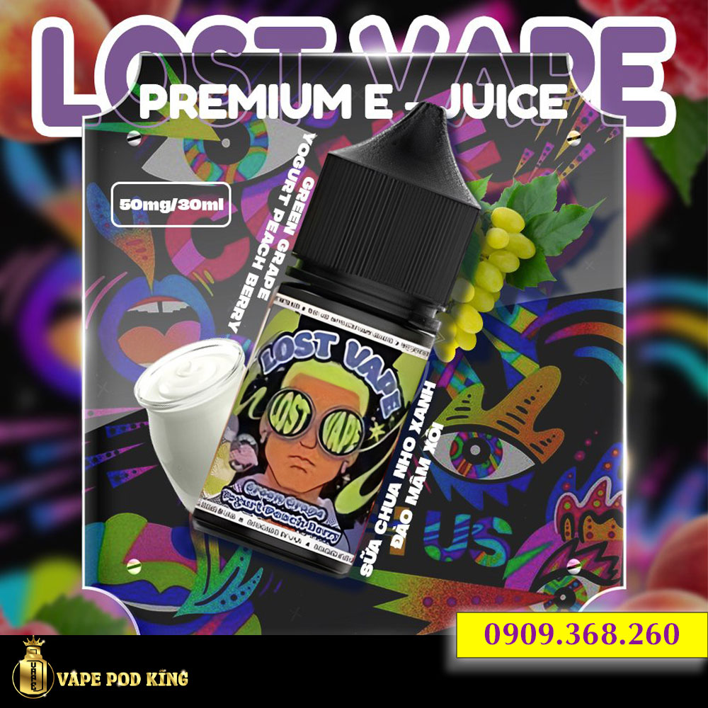 Lost Vape Premium Sữa Chua Nho Xanh Đào Mâm Xôi - Green Grape Yogurt Peach Berry 30ml