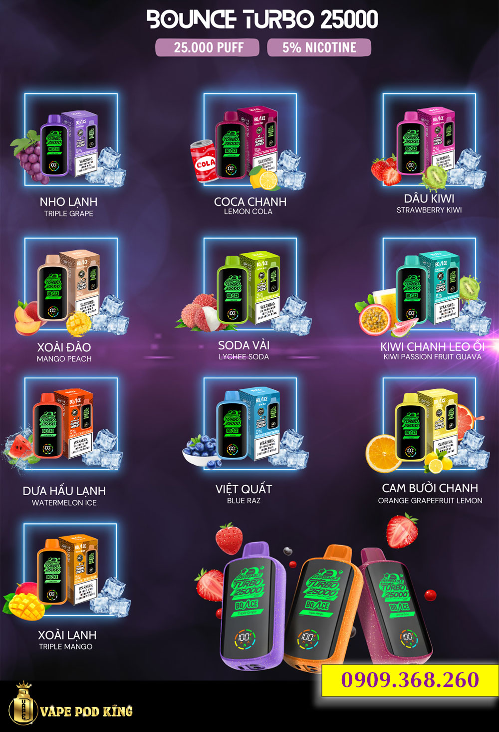Hương Vị Đa Dạng Nhưng Cuốn Hút Từ Bounce Turbo 25000 Hơi