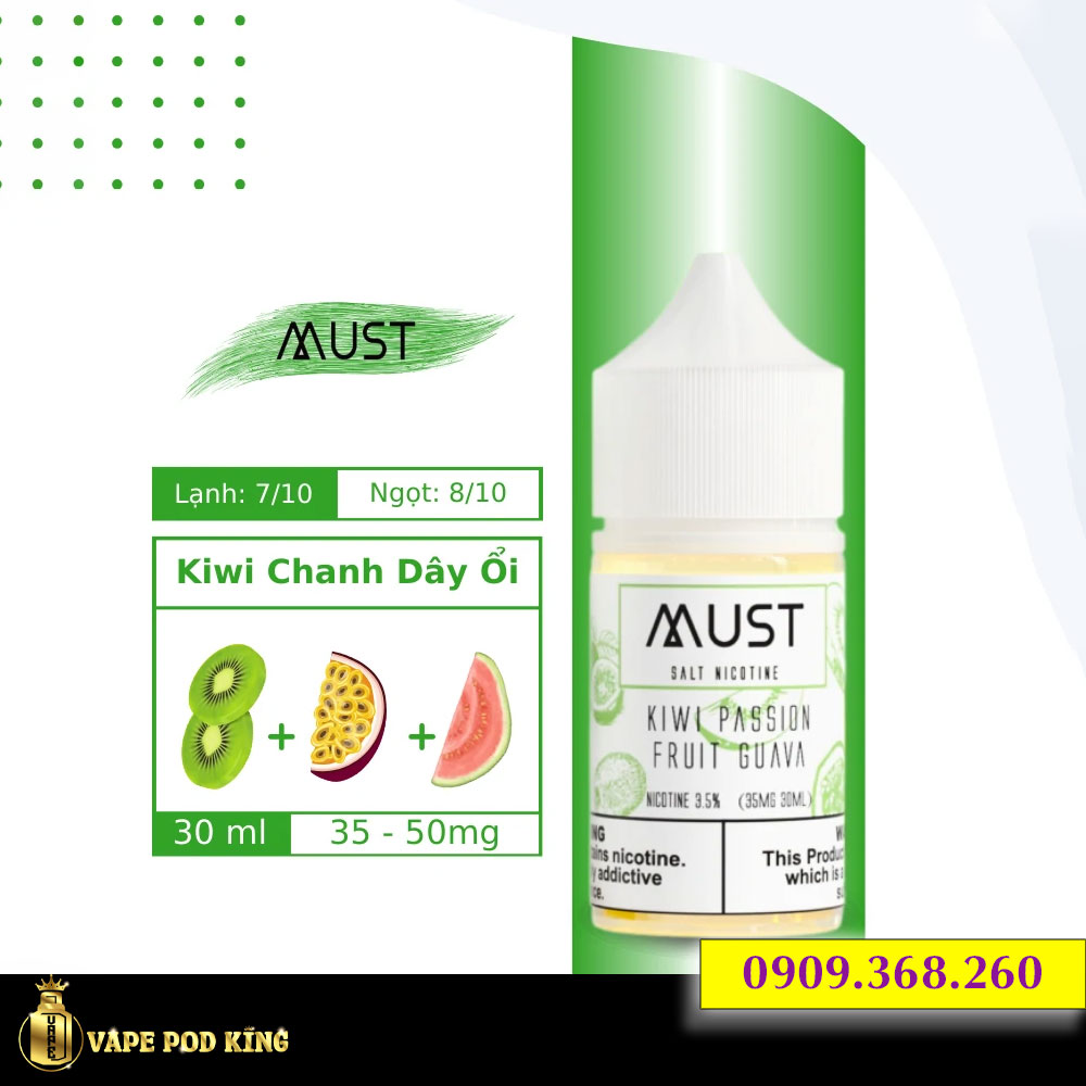 Must Chanh Leo Kiwi Ổi - Kiwi Passion Fruit Guava 30ml